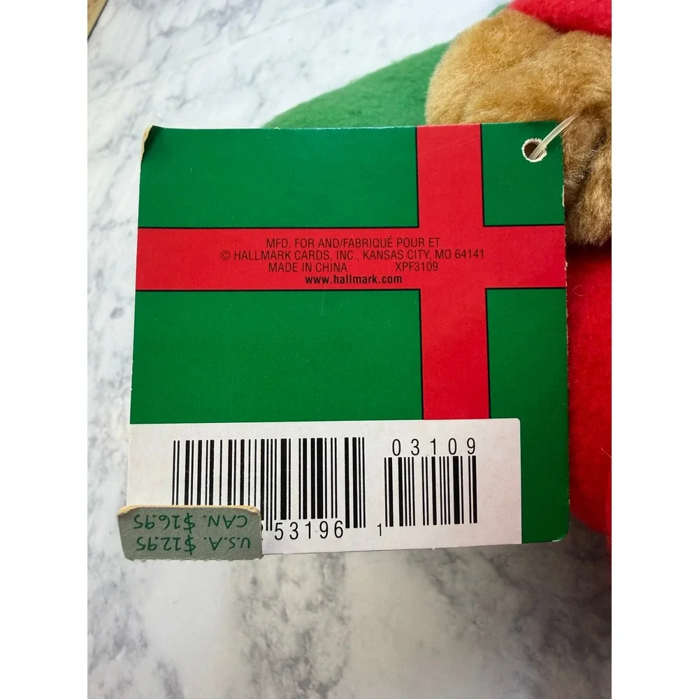 Hallmark Chris the Elf Bear Plush Red Green Santa's Workshop XPF3109 Christmas